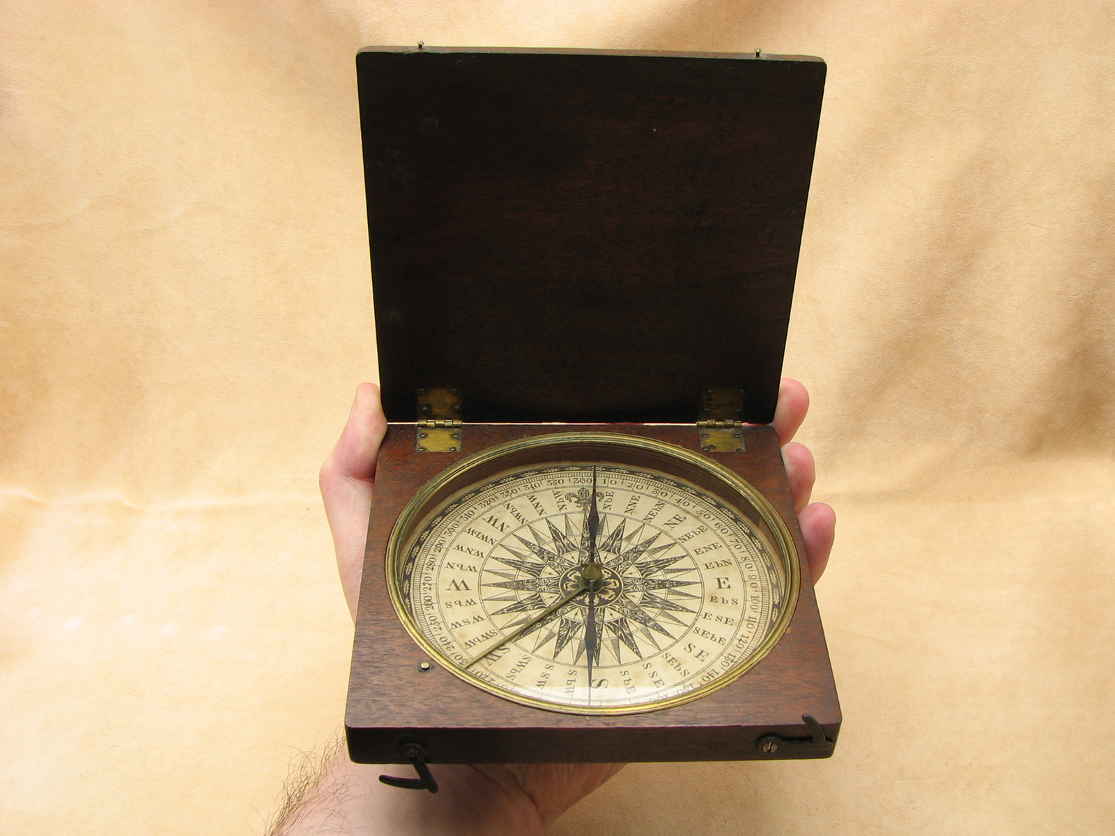 Early 19th Century travellers mahogany cased compass by William Simms